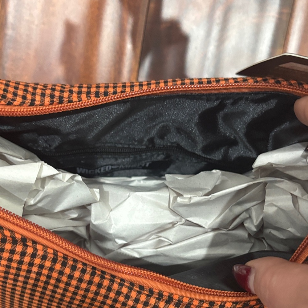 Orange Checkered Ruffle Shoulder Bag - Picture 3 of 4